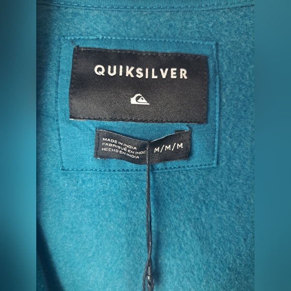 QUIKSILVER Teal Time Circle Screen Full Zip Fleece Hoodie M - Picture 7 of 10